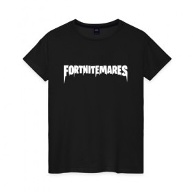 Женская футболка хлопок с принтом FORTNITEMARES в Санкт-Петербурге, 100% хлопок | прямой крой, круглый вырез горловины, длина до линии бедер, слегка спущенное плечо | 