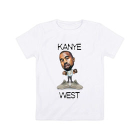 Детская футболка хлопок с принтом Kanye West в Санкт-Петербурге, 100% хлопок | круглый вырез горловины, полуприлегающий силуэт, длина до линии бедер | kanye west | music | rap | yeezus | кэнье | музыка | рэп