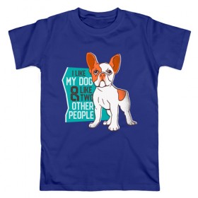 Мужская футболка хлопок с принтом Я люблю мою собаку и еще двух в Санкт-Петербурге, 100% хлопок | прямой крой, круглый вырез горловины, длина до линии бедер, слегка спущенное плечо. | Тематика изображения на принте: dog | бульдог | с собакой | собака | собаки | собачка | французкий бульдог | французский бульдог