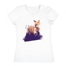 Женская футболка хлопок с принтом Лиса в Санкт-Петербурге, 100% хлопок | прямой крой, круглый вырез горловины, длина до линии бедер, слегка спущенное плечо | fox | foxy | абстракция | женская | женские | лес | лис | лиса | лисичка | отдых | природа