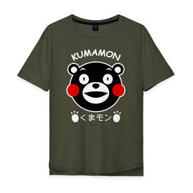 Мужская футболка хлопок Oversize с принтом KUMAMON в Санкт-Петербурге, 100% хлопок | свободный крой, круглый ворот, “спинка” длиннее передней части | japanese | kumamon | kumamoto | аниме | игрушка | кумамон | кумамото сапурайдзу | персонаж | талисман | япония