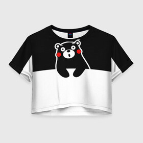 Женская футболка Crop-top 3D с принтом Kumamon повис в Санкт-Петербурге, 100% полиэстер | круглая горловина, длина футболки до линии талии, рукава с отворотами | Тематика изображения на принте: japanese | kumamon | kumamoto | аниме | игрушка | кумамон | кумамото сапурайдзу | персонаж | талисман | япония