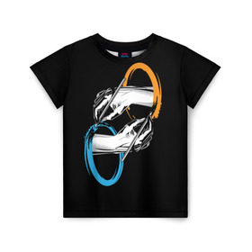 Детская футболка 3D с принтом Portal в Санкт-Петербурге, 100% гипоаллергенный полиэфир | прямой крой, круглый вырез горловины, длина до линии бедер, чуть спущенное плечо, ткань немного тянется | portal | портал