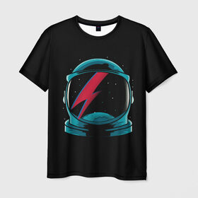 Мужская футболка 3D с принтом Space Bowie в Санкт-Петербурге, 100% полиэфир | прямой крой, круглый вырез горловины, длина до линии бедер | Тематика изображения на принте: david bowie | rock music | дэвид боуи | рок  музыка