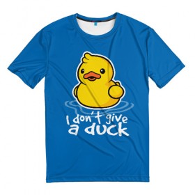 Мужская футболка 3D с принтом I Don`t Give a Duck в Санкт-Петербурге, 100% полиэфир | прямой крой, круглый вырез горловины, длина до линии бедер | duck | yellow | вода | водичка | желтая | жру | кря | прикол | утка | уточка