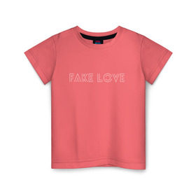 Детская футболка хлопок с принтом FAKE LOVE BTS в Санкт-Петербурге, 100% хлопок | круглый вырез горловины, полуприлегающий силуэт, длина до линии бедер | bangtan boys | beyond the scene | bts | fake love | k pop | music | арэм | ви | джей хоуп | джин | музыка | сюга | чимин | чонгук