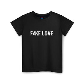 Детская футболка хлопок с принтом FAKE LOVE в Санкт-Петербурге, 100% хлопок | круглый вырез горловины, полуприлегающий силуэт, длина до линии бедер | bangtan boys | beyond the scene | bts | fake love | k pop | music | арэм | ви | джей хоуп | джин | музыка | сюга | чимин | чонгук