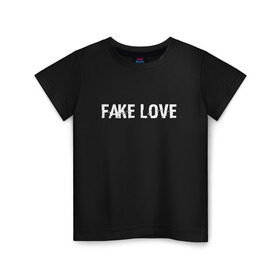 Детская футболка хлопок с принтом FAKE LOVE в Санкт-Петербурге, 100% хлопок | круглый вырез горловины, полуприлегающий силуэт, длина до линии бедер | Тематика изображения на принте: bangtan boys | beyond the scene | bts | fake love | k pop | music | арэм | ви | джей хоуп | джин | музыка | сюга | чимин | чонгук