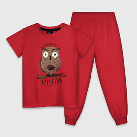 Детская пижама хлопок с принтом Кофеин в Санкт-Петербурге, 100% хлопок |  брюки и футболка прямого кроя, без карманов, на брюках мягкая резинка на поясе и по низу штанин
 | caffeine | coffee | owl | кофе | кофеин | с кофе | с совой | сова