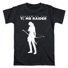 Мужская футболка хлопок с принтом Tomb Raider LOGO в Санкт-Петербурге, 100% хлопок | прямой крой, круглый вырез горловины, длина до линии бедер, слегка спущенное плечо. | воительница | женщина | игра | крофт | лара | персонаж