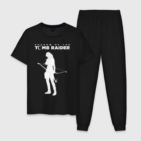 Мужская пижама хлопок с принтом Tomb Raider LOGO в Санкт-Петербурге, 100% хлопок | брюки и футболка прямого кроя, без карманов, на брюках мягкая резинка на поясе и по низу штанин
 | воительница | женщина | игра | крофт | лара | персонаж