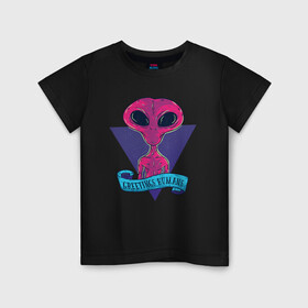 Детская футболка хлопок с принтом Пришелец в Санкт-Петербурге, 100% хлопок | круглый вырез горловины, полуприлегающий силуэт, длина до линии бедер | alien | aliens | инопланетяне | инопланетянин | нло | пришелец | пришельцы | чужой