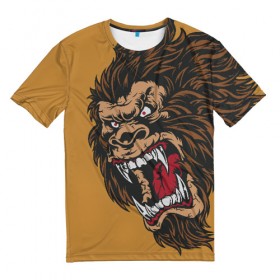 Мужская футболка 3D с принтом Forest Yeti в Санкт-Петербурге, 100% полиэфир | прямой крой, круглый вырез горловины, длина до линии бедер | Тематика изображения на принте: beast | gorilla | monster | горилла | животное | йети | монстр