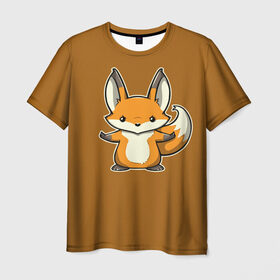 Мужская футболка 3D с принтом Дерзкий Лис в Санкт-Петербурге, 100% полиэфир | прямой крой, круглый вырез горловины, длина до линии бедер | fox | foxes | rude | you | грубый | дерзкий | лис | лиса | лисенок | лисичка | лисы