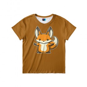 Детская футболка 3D с принтом Дерзкий Лис в Санкт-Петербурге, 100% гипоаллергенный полиэфир | прямой крой, круглый вырез горловины, длина до линии бедер, чуть спущенное плечо, ткань немного тянется | fox | foxes | rude | you | грубый | дерзкий | лис | лиса | лисенок | лисичка | лисы