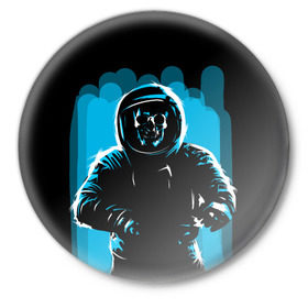 Значок с принтом Dead Space в Санкт-Петербурге,  металл | круглая форма, металлическая застежка в виде булавки | austranaut | bone | cosmos | nasa | skull | астронавт | космонавт | космос | кости | череп