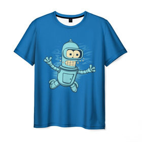 Мужская футболка 3D с принтом Bender Nevermind в Санкт-Петербурге, 100% полиэфир | прямой крой, круглый вырез горловины, длина до линии бедер | bender | futurama | mult | nevermind | nirvana | simpsons | zoidberg | бендер | зойдберг | мульт | мультик | мультфильм | симпсоны | футурама