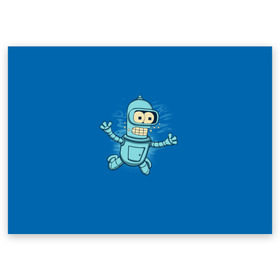Поздравительная открытка с принтом Bender Nevermind в Санкт-Петербурге, 100% бумага | плотность бумаги 280 г/м2, матовая, на обратной стороне линовка и место для марки
 | bender | futurama | mult | nevermind | nirvana | simpsons | zoidberg | бендер | зойдберг | мульт | мультик | мультфильм | симпсоны | футурама
