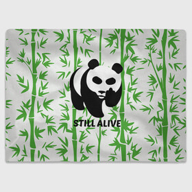 Плед 3D с принтом Still Alive в Санкт-Петербурге, 100% полиэстер | закругленные углы, все края обработаны. Ткань не мнется и не растягивается | Тематика изображения на принте: alive | bamboo | green | greenpeace | panga | peace | still | бамбук | грин | гринпис | живая | живой | зеленый | мир | панда | панды | пис