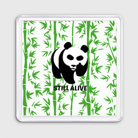 Магнит 55*55 с принтом Still Alive в Санкт-Петербурге, Пластик | Размер: 65*65 мм; Размер печати: 55*55 мм | alive | bamboo | green | greenpeace | panga | peace | still | бамбук | грин | гринпис | живая | живой | зеленый | мир | панда | панды | пис