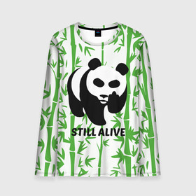 Мужской лонгслив 3D с принтом Still Alive в Санкт-Петербурге, 100% полиэстер | длинные рукава, круглый вырез горловины, полуприлегающий силуэт | Тематика изображения на принте: alive | bamboo | green | greenpeace | panga | peace | still | бамбук | грин | гринпис | живая | живой | зеленый | мир | панда | панды | пис