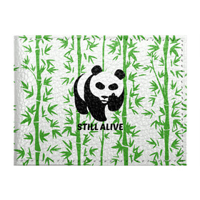 Обложка для студенческого билета с принтом Still Alive в Санкт-Петербурге, натуральная кожа | Размер: 11*8 см; Печать на всей внешней стороне | Тематика изображения на принте: alive | bamboo | green | greenpeace | panga | peace | still | бамбук | грин | гринпис | живая | живой | зеленый | мир | панда | панды | пис