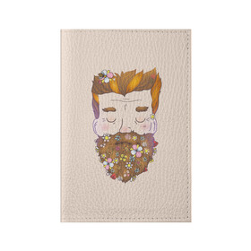 Обложка для паспорта матовая кожа с принтом Бородач в Санкт-Петербурге, натуральная матовая кожа | размер 19,3 х 13,7 см; прозрачные пластиковые крепления | beard | beards | hipster | man | men | борода | бородач | бородачей | бороды | культ | люблю | пчела | усы | хипстер | цветы | чел | человек