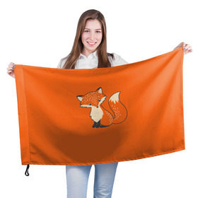 Флаг 3D с принтом Лисичка в Санкт-Петербурге, 100% полиэстер | плотность ткани — 95 г/м2, размер — 67 х 109 см. Принт наносится с одной стороны | fox | foxes | ginger | orange | tail | лапки | лис | лиса | лисичка | лисички | лисы | оранжевый | рыжая | рыжий | хвост