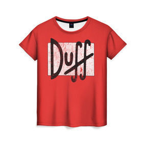 Женская футболка 3D с принтом Duff Beer в Санкт-Петербурге, 100% полиэфир ( синтетическое хлопкоподобное полотно) | прямой крой, круглый вырез горловины, длина до линии бедер | beer | donut | duff | fun | homer | joke | simpson | simpsons | гомер | дафф | пончик | прикол | приколы | симпсон | симпсоны