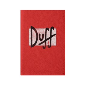 Обложка для паспорта матовая кожа с принтом Duff Beer в Санкт-Петербурге, натуральная матовая кожа | размер 19,3 х 13,7 см; прозрачные пластиковые крепления | beer | donut | duff | fun | homer | joke | simpson | simpsons | гомер | дафф | пончик | прикол | приколы | симпсон | симпсоны