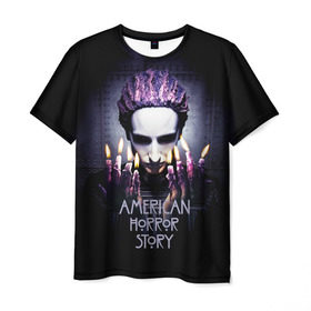 Мужская футболка 3D с принтом American Horror Story в Санкт-Петербурге, 100% полиэфир | прямой крой, круглый вырез горловины, длина до линии бедер | 8 сезон | american | apocalypse | horror | story | американская | апокалипсис | история | сериал | ужасов
