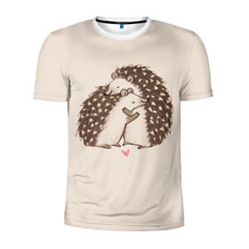 Мужская футболка 3D спортивная с принтом Любовь Ежиков в Санкт-Петербурге, 100% полиэстер с улучшенными характеристиками | приталенный силуэт, круглая горловина, широкие плечи, сужается к линии бедра | cute | heart | hedgehog | hedgehogs | love | ежи | ежик | ежики | иголки | лапки | любовь | милый | обнимашки | пузико | пузо | сердечки | сердечко | смешной | ушки