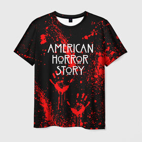 Мужская футболка 3D с принтом AMERICAN HORROR STORY в Санкт-Петербурге, 100% полиэфир | прямой крой, круглый вырез горловины, длина до линии бедер | american horror story | blood | американская история ужасов | брызги | кровь | сериал | ужасы