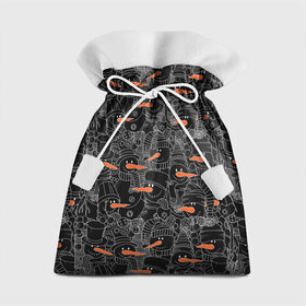 Подарочный 3D мешок с принтом Черные снеговики в Санкт-Петербурге, 100% полиэстер | Размер: 29*39 см | Тематика изображения на принте: 2019 | вёдра | верховный | год | искусство | картинка | круто | лучший | мода | молодёжная | морковка | новый год | печенья | подарок | поздравление | праздник | рисунок | рождество | с новым годом