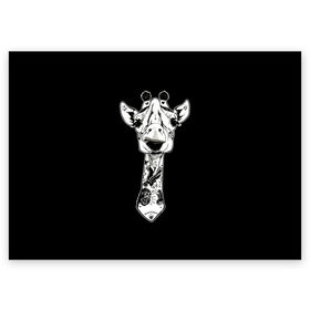 Поздравительная открытка с принтом Крутой Жираф в Санкт-Петербурге, 100% бумага | плотность бумаги 280 г/м2, матовая, на обратной стороне линовка и место для марки
 | animal | cool | desert | giraffe | long | pattern | skin | tall | tattoo | высокий | длинная | животное | животные | жираф | жирафы | крутой | пустыня | тату | татуировки | узор | шея