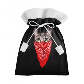 Подарочный 3D мешок с принтом Gangsta Cat в Санкт-Петербурге, 100% полиэстер | Размер: 29*39 см | Тематика изображения на принте: cat | cats | gangsta | kitten | kitty | pussy | гангстер | кот | котенок | котик | котики | коты | котята | кошка | кошки | платок