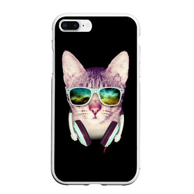 Чехол для iPhone 7Plus/8 Plus матовый с принтом Кот в Наушниках в Санкт-Петербурге, Силикон | Область печати: задняя сторона чехла, без боковых панелей | cat | cats | kitten | kitty | pussy | диджей | кот | котенок | котик | котики | коты | котята | кошка | кошки | наушники | очки