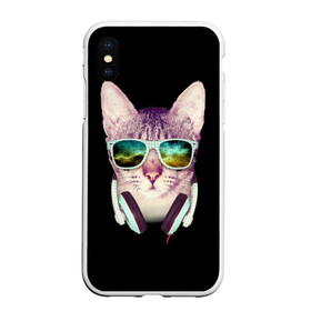 Чехол для iPhone XS Max матовый с принтом Кот в Наушниках в Санкт-Петербурге, Силикон | Область печати: задняя сторона чехла, без боковых панелей | cat | cats | kitten | kitty | pussy | диджей | кот | котенок | котик | котики | коты | котята | кошка | кошки | наушники | очки