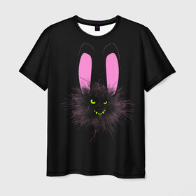 Мужская футболка 3D с принтом Мрачный Зайчик в Санкт-Петербурге, 100% полиэфир | прямой крой, круглый вырез горловины, длина до линии бедер | creepy | ear | ears | rabbit | rabbits | scary | spooky | жуткий | зайцы | зайчик | зайчики | заяц | кролик | кролики | мрачный | страшный | ухо | уши | ушки