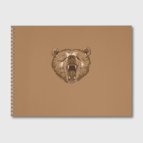 Альбом для рисования с принтом Бурый Медведь в Санкт-Петербурге, 100% бумага
 | матовая бумага, плотность 200 мг. | bear | bears | brown | russia | russian | бурый | коричневый | косматый | лапы | медведи | медведь | россия | русский | хвост | хищник