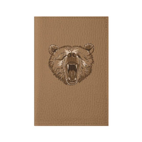 Обложка для паспорта матовая кожа с принтом Бурый Медведь в Санкт-Петербурге, натуральная матовая кожа | размер 19,3 х 13,7 см; прозрачные пластиковые крепления | Тематика изображения на принте: bear | bears | brown | russia | russian | бурый | коричневый | косматый | лапы | медведи | медведь | россия | русский | хвост | хищник