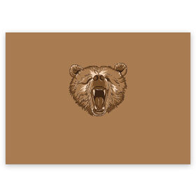 Поздравительная открытка с принтом Бурый Медведь в Санкт-Петербурге, 100% бумага | плотность бумаги 280 г/м2, матовая, на обратной стороне линовка и место для марки
 | Тематика изображения на принте: bear | bears | brown | russia | russian | бурый | коричневый | косматый | лапы | медведи | медведь | россия | русский | хвост | хищник