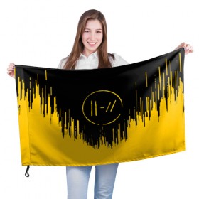 Флаг 3D с принтом TWENTY ONE PILOTS в Санкт-Петербурге, 100% полиэстер | плотность ткани — 95 г/м2, размер — 67 х 109 см. Принт наносится с одной стороны | 21 pilots | 21p | music | rock | top | trench | twenty one pilots | группа | музыка | рок