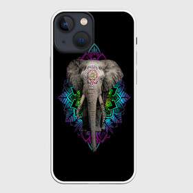 Чехол для iPhone 13 mini с принтом Индийский Слон в Санкт-Петербурге,  |  | africa | elephant | elephants | india | ornament | pattern | skin | tusks | африка | бивни | индия | кожа | орнамент | слон | слоненок | слоник | слоники | слоны | слонята | узор | хобот