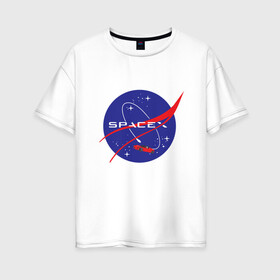 Женская футболка хлопок Oversize с принтом NASA Space в Санкт-Петербурге, 100% хлопок | свободный крой, круглый ворот, спущенный рукав, длина до линии бедер
 | alien | earth | express | futurama | galaxy | moon | nasa | planet | space | star | ufo | world | астронавт | вселенная | гагарин | галактика | звезда | звезды | земля | ино | космонавт | космос | луна | мир | наса | небо | нло | планета | полёт