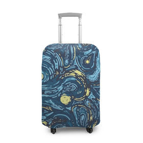 Чехол для чемодана 3D с принтом Ван Гог. Звездная Ночь в Санкт-Петербурге, 86% полиэфир, 14% спандекс | двустороннее нанесение принта, прорези для ручек и колес | вангог | живопись | искусство | картина | краска | синий | художник