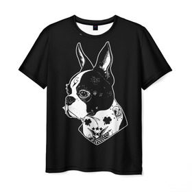 Мужская футболка 3D с принтом Французский Бульдог в Санкт-Петербурге, 100% полиэфир | прямой крой, круглый вырез горловины, длина до линии бедер | bulldog | dog | dogs | franch | бульдог | пес | псы | собака | собакен | собаки | собачка | собачки | французский | щенки | щенок | щеночек | щеночки