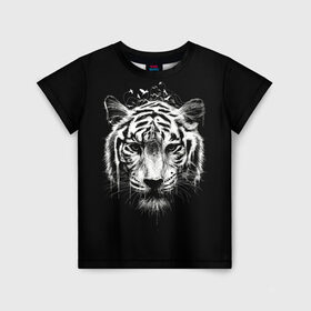 Детская футболка 3D с принтом Dark Tiger в Санкт-Петербурге, 100% гипоаллергенный полиэфир | прямой крой, круглый вырез горловины, длина до линии бедер, чуть спущенное плечо, ткань немного тянется | Тематика изображения на принте: africa | creepy | dark | desert | predator | scary | tiger | tigers | африка | жуткий | мрачный | пустыня | страшный | тигр | тигренок | тигрица | тигрицы | тигры | тигрята | хищник