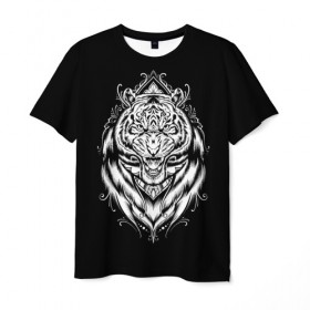 Мужская футболка 3D с принтом Dark Tiger в Санкт-Петербурге, 100% полиэфир | прямой крой, круглый вырез горловины, длина до линии бедер | africa | creepy | dark | desert | predator | scary | tiger | tigers | африка | жуткий | мрачный | пустыня | страшный | тигр | тигренок | тигрица | тигрицы | тигры | тигрята | хищник