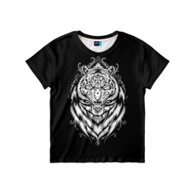Детская футболка 3D с принтом Dark Tiger в Санкт-Петербурге, 100% гипоаллергенный полиэфир | прямой крой, круглый вырез горловины, длина до линии бедер, чуть спущенное плечо, ткань немного тянется | africa | creepy | dark | desert | predator | scary | tiger | tigers | африка | жуткий | мрачный | пустыня | страшный | тигр | тигренок | тигрица | тигрицы | тигры | тигрята | хищник